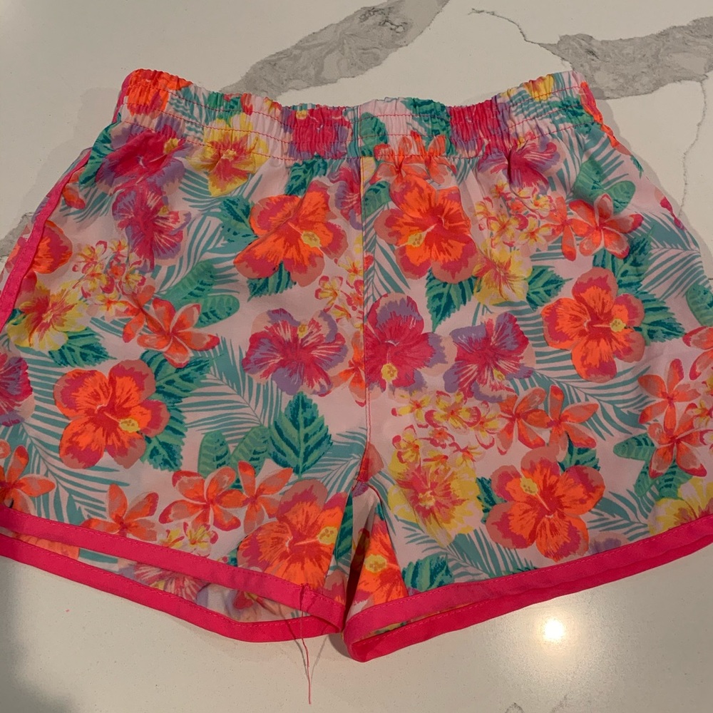 Girls Hawaiian Pattern Workout Shorts